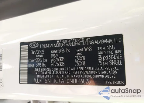 2022 Hyundai Santa Cruz Sel from USA, damaged, VIN 5NTJC4AE0NH016028